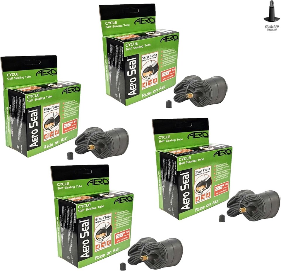 image 1 of Aero Sport Set x 2 Self Sealing Butyl Rubber 26" x 1.75-2.125 Bike/E-Bike Inner Tubes SV