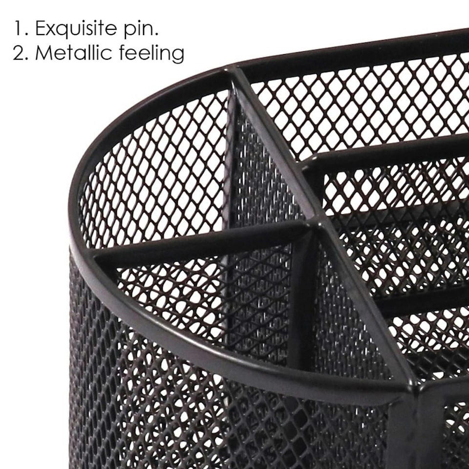 image 1 of 9 Compartment Wire Mesh Desktop Organiser