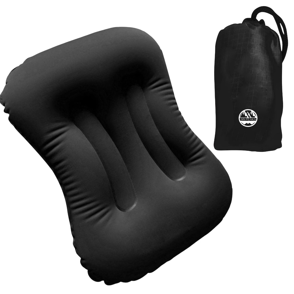 image 1 of Six Peaks Inflatable Camping Pillow, Compact Lightweight Travel With Ergonomic Neck Support, Easy Inflation Valve And Carry Bag For Camping, Hiking, Festivals