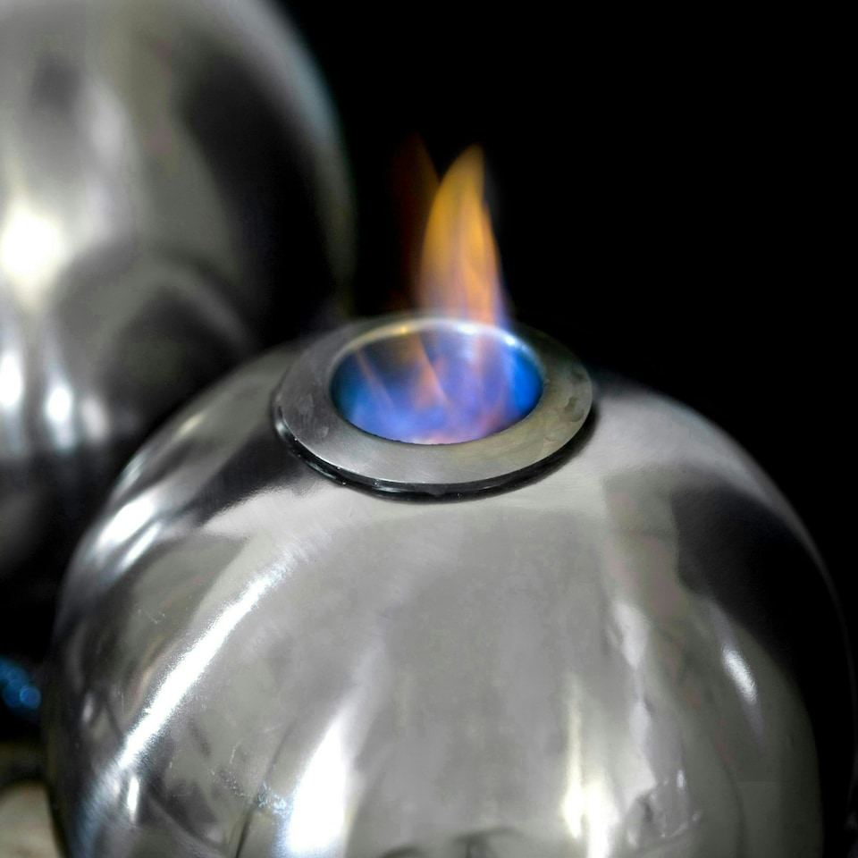 image 1 of Primrose Magma Triple Sphere Stainless Steel Fire & Water Feature & Reservoir