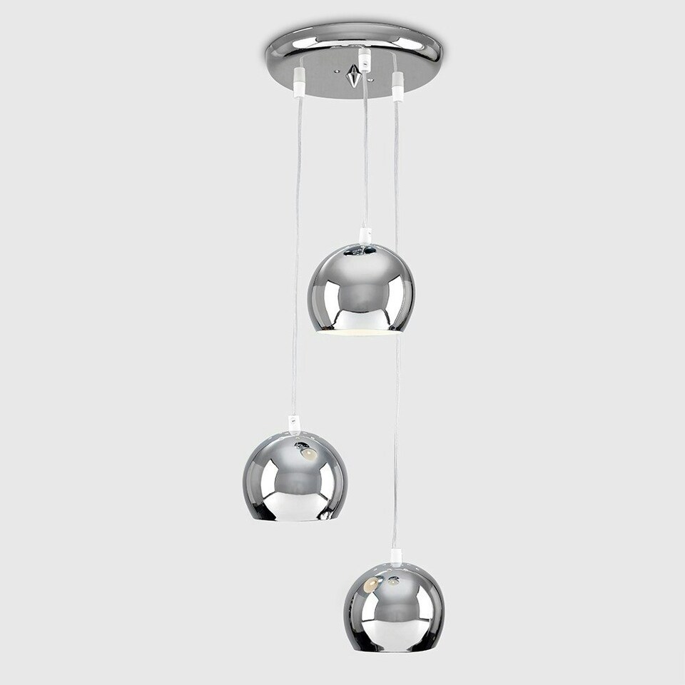 image 1 of ValueLights Retro Silver Chrome 3 Way Droplet Pendant Ceiling Light