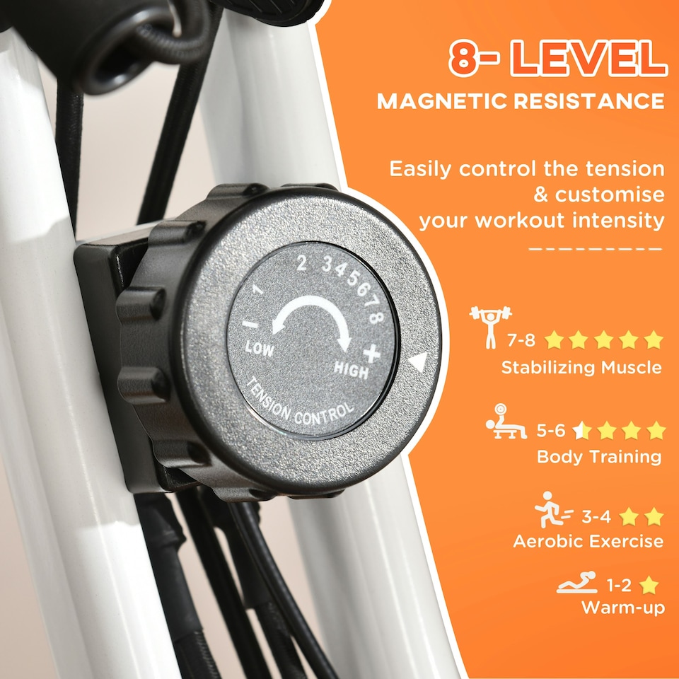 image 1 of HOMCOM 2-In-1 Folding Exercise Bike with 8-Level Magnetic Resistance Black