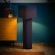 image 1 of ValueLights Lenny Navy Blue Drum Lamp Shade Colour Drench Ribbed Fabric Midi Floor Lamp Blue