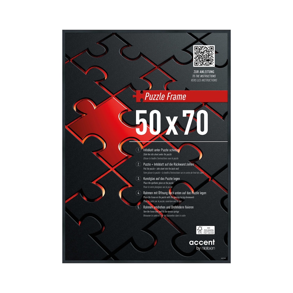 image 1 of Nielsen Puzzle Frame 50 x 70 cm with Shatterproof Glazing - Black - 50cm x 70cm