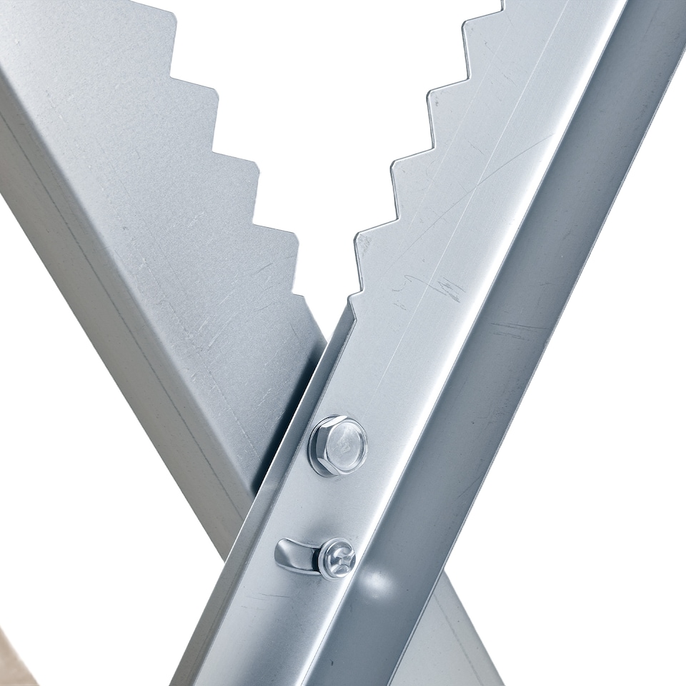 image 1 of DURHAND Portable Sawhorse Heavy Duty Steel Adjustable Work Support, Foldable Sawhorse Stand 100 kg Weight Capacity, Silver Tone