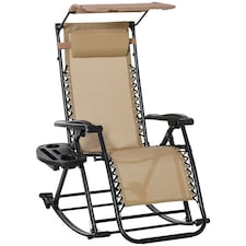 Outsunny Folding Recliner Chair Outdoor Lounge Rocker Zero-Gravity Seat