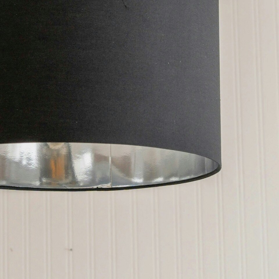 image 1 of ValueLights Reni Large Black Fabric Chrome Inner Lamp Shade & Bulb Black