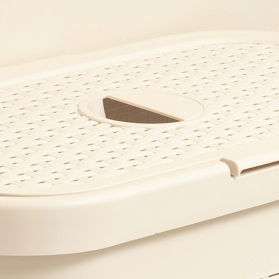 image 1 of Addis Rattan Effect Slim 40L Laundry Hamper - Cream