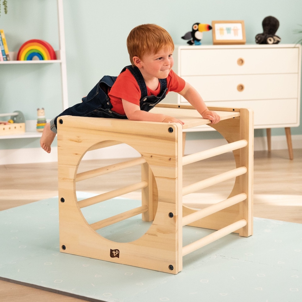 image 1 of TP Active-Tots Pikler Style Wooden Climbing Cube With Play Easel - FSC certified
