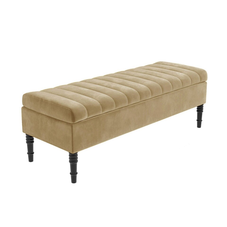 image 1 of Safar 180cm Ottoman Storage Bench - Plush Velvet Shoe Bench - Mink Lined Upholstery Storage Footstool