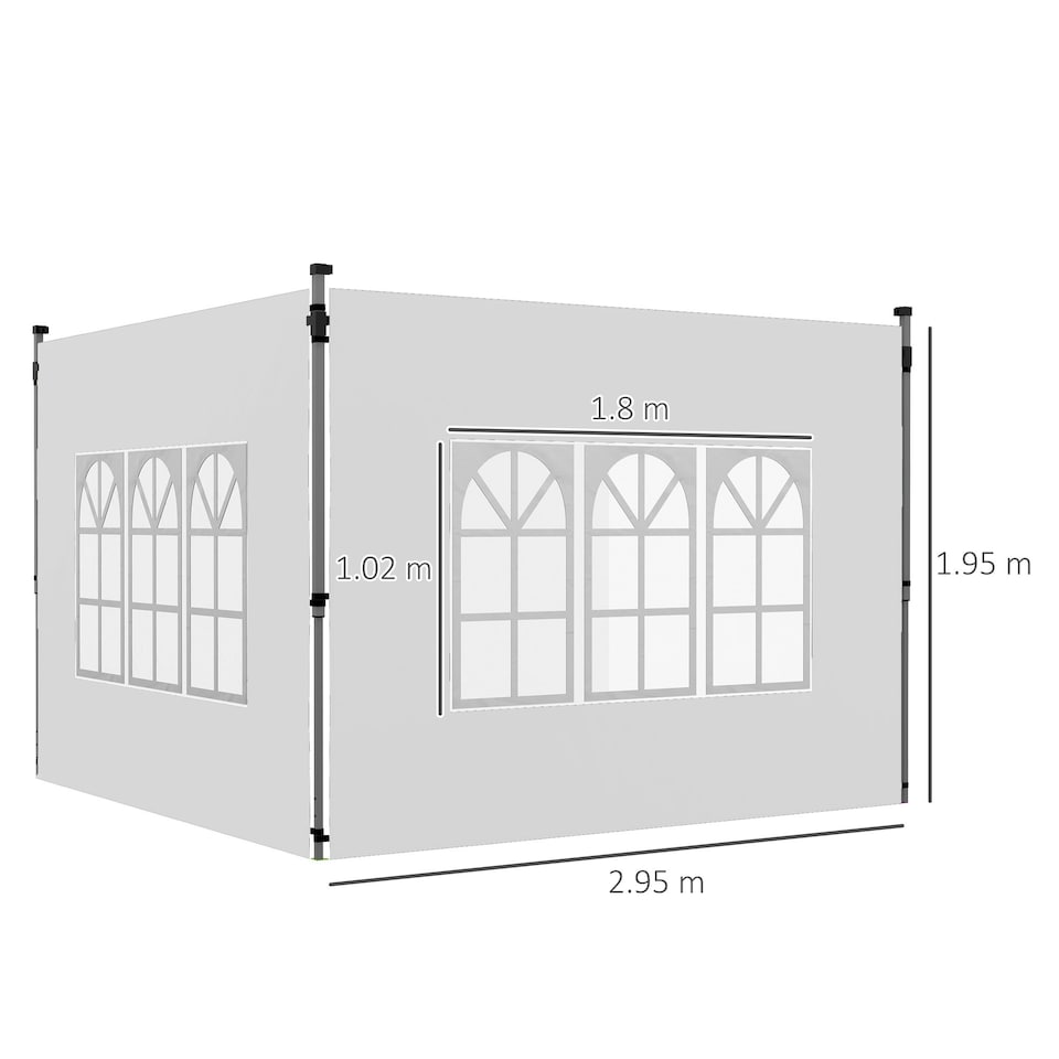 image 1 of Outsunny Gazebo Side Panels for 3x3(m) or 3x4m Pop Up Gazebo, 2 Pack, Black