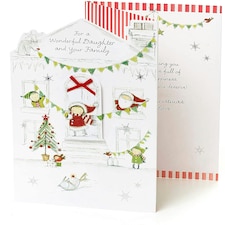 Daughter and Family Christmas Card with Red Bow