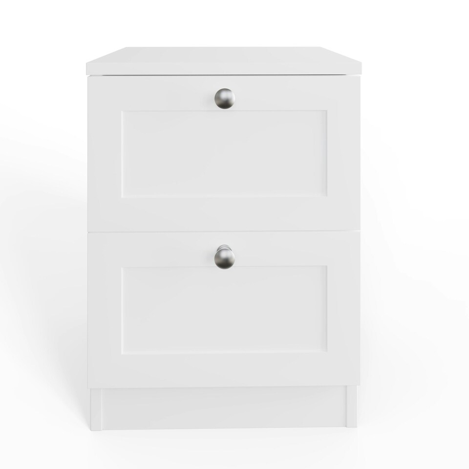 image 1 of FWStyle Artus Shaker 2 Drawer Bedside Table Nightstand Matt White