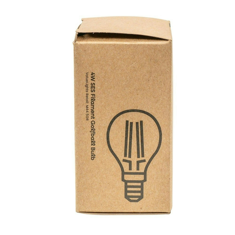 image 1 of ValueLights 10 Pack Vintage Filament E14 Clear Glass Golfball LED 4W Cool White 6500K 400lm Light Bulb
