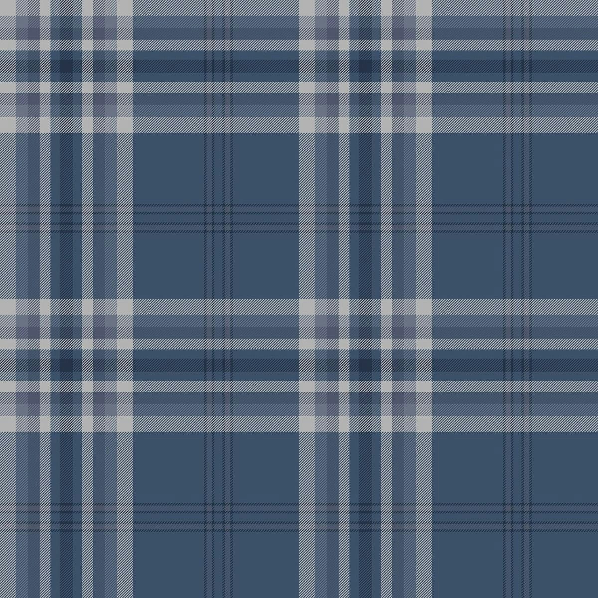 Muriva Catherine Lansfield Kelso Checked Wallpaper - Navy - 10m x 53cm Blue