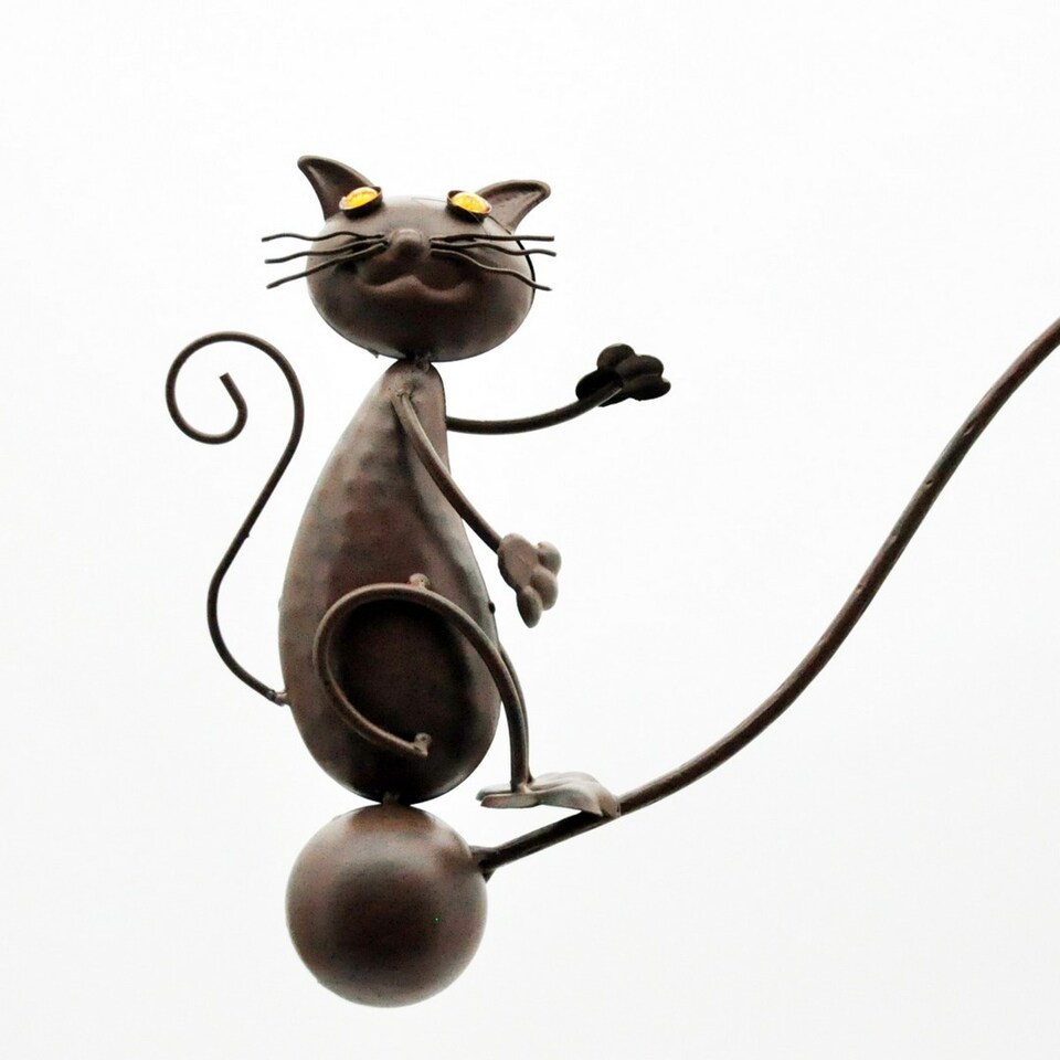 image 1 of 51" Cat and Mouse Garden Weathervanes Spinner - Metal - L80 x W80 x H130 cm