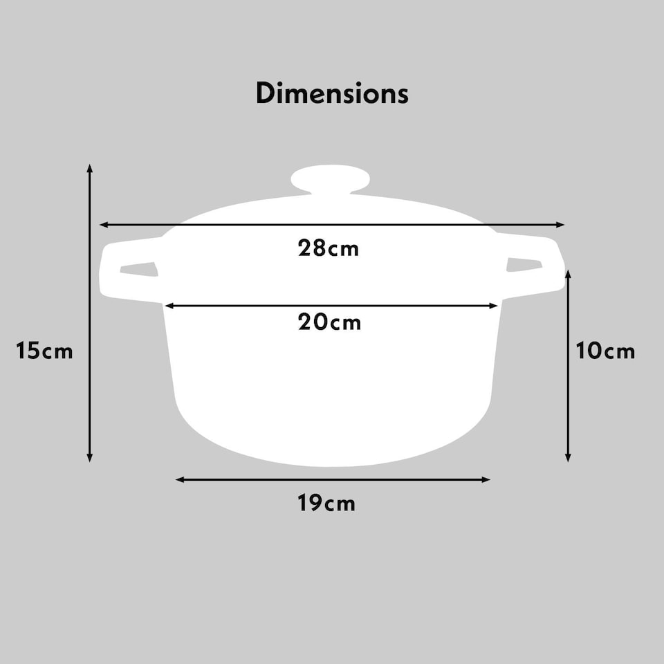 image 1 of Cooks professional Cast Iron Casserole Dish 20cm - Ovenproof Pan with Lid | Black | Shiny Black