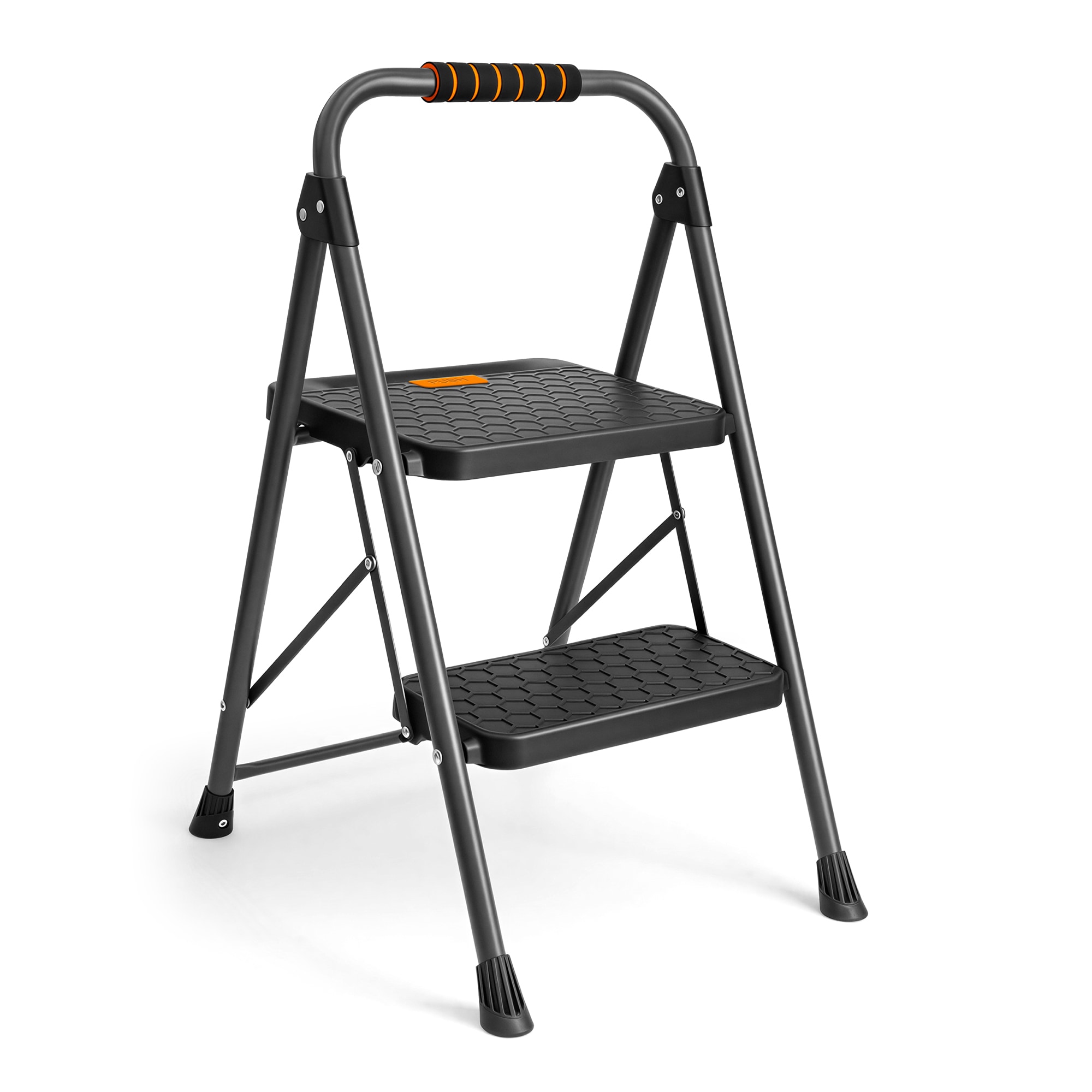 VonHaus Anti Slip Plastic Steps & Folding Steel Frame 2 Step Ladder in Grey | Size: 500mm x 725mm