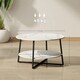 image 7 of HOMCOM Round Coffee Table with Storage Shelf and Marble Effect Top, White
