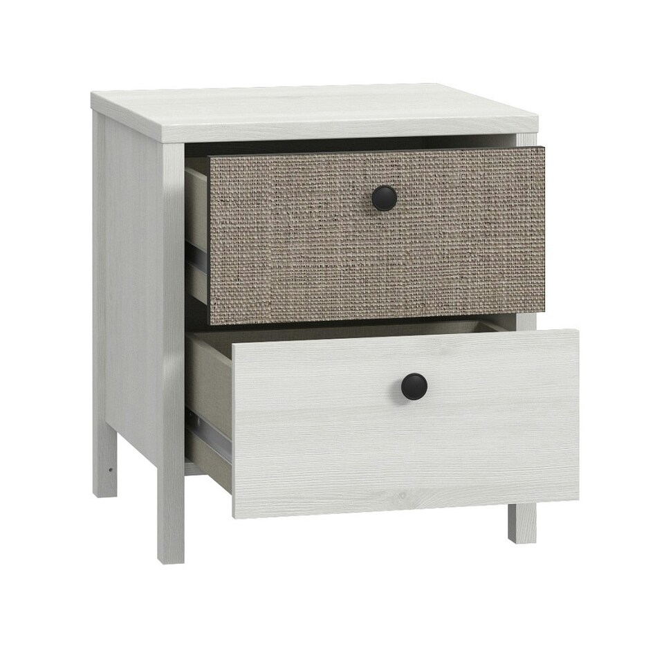 image 1 of Moondust Snowy Oak Kalamos 2 Drawer Bedside Cabinet