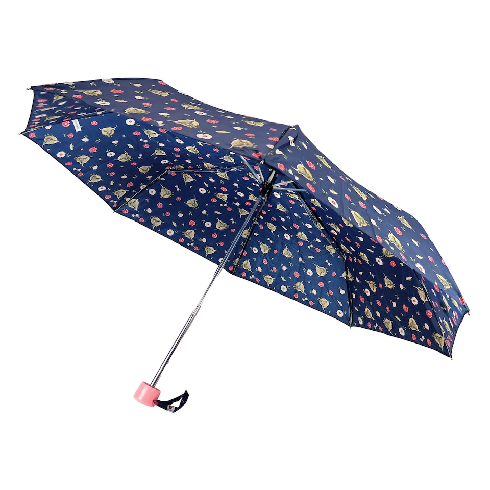 image 1 of Compact Supermini Umbrella Highland Cow Cats & Dogs Travel Rain Umbrella