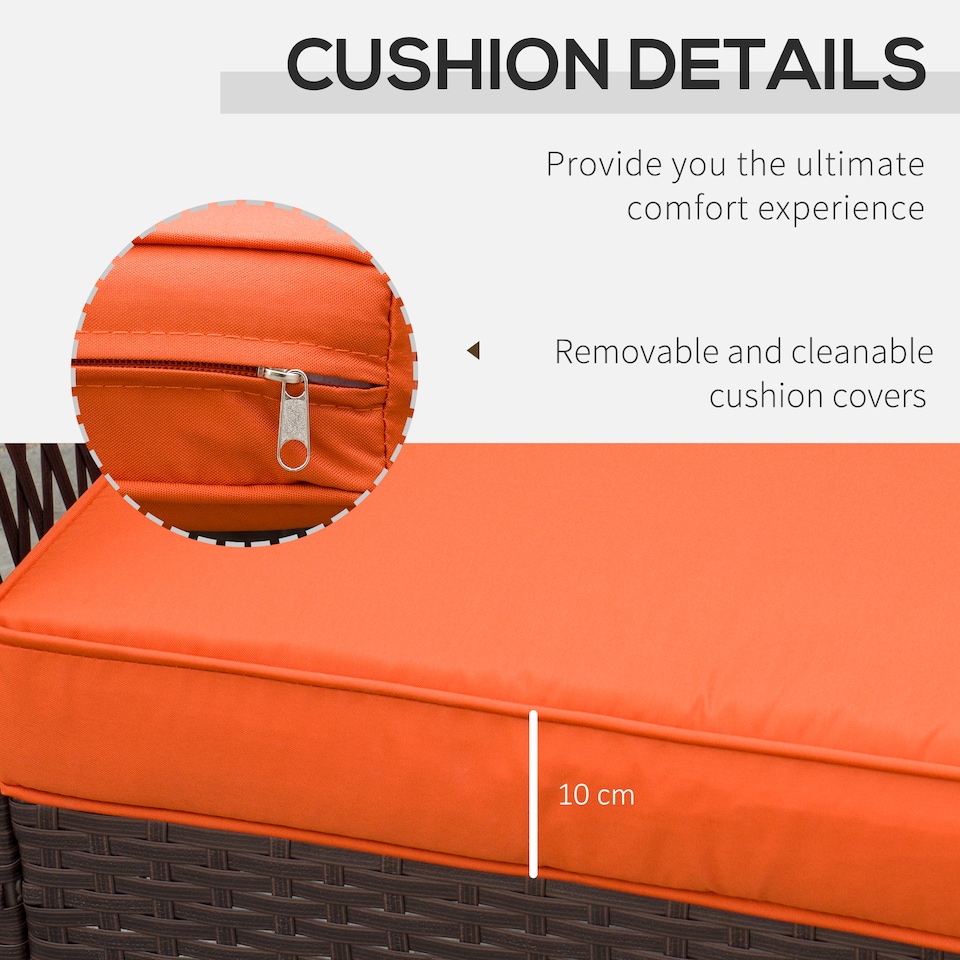 image 1 of Outsunny 3 Pieces Rattan Bistro Set with Tempered Glass Table Orange