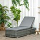 image 2 of Outsunny Patio Rattan Chaise Lounge Garden Pool Wicker Sun Lounger