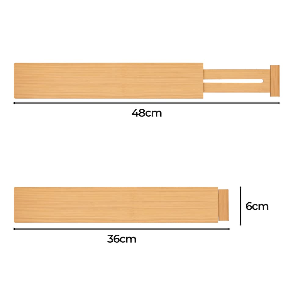 image 1 of Levede Adjustable Drawer Divider Bamboo 4PC Expandable Organisers Spring