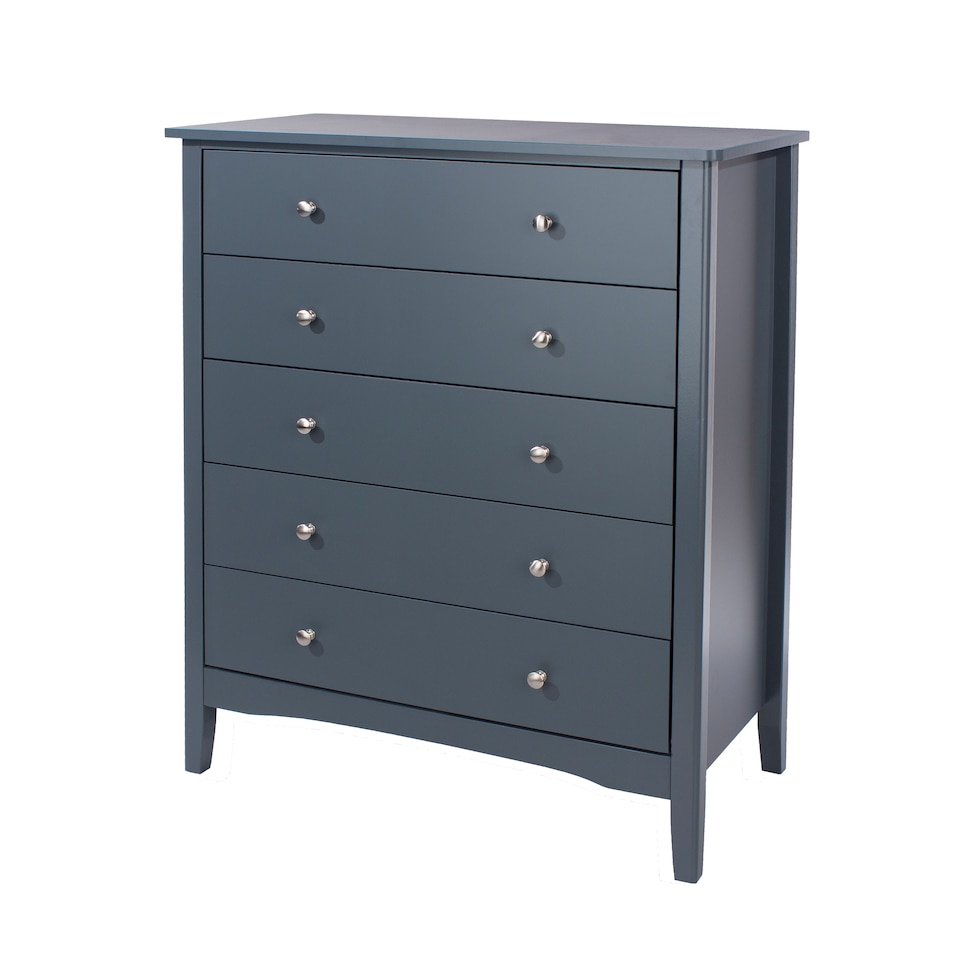 image 1 of Como 5 Drawer Chest of Drawers - Shaker Style Bedroom Storage Cabinet with Space Saving Design | Blue | Blue | 1