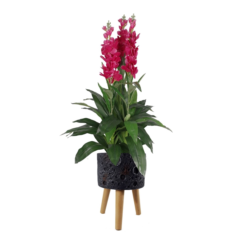 image 1 of Moon Black Planter with Stand | Black