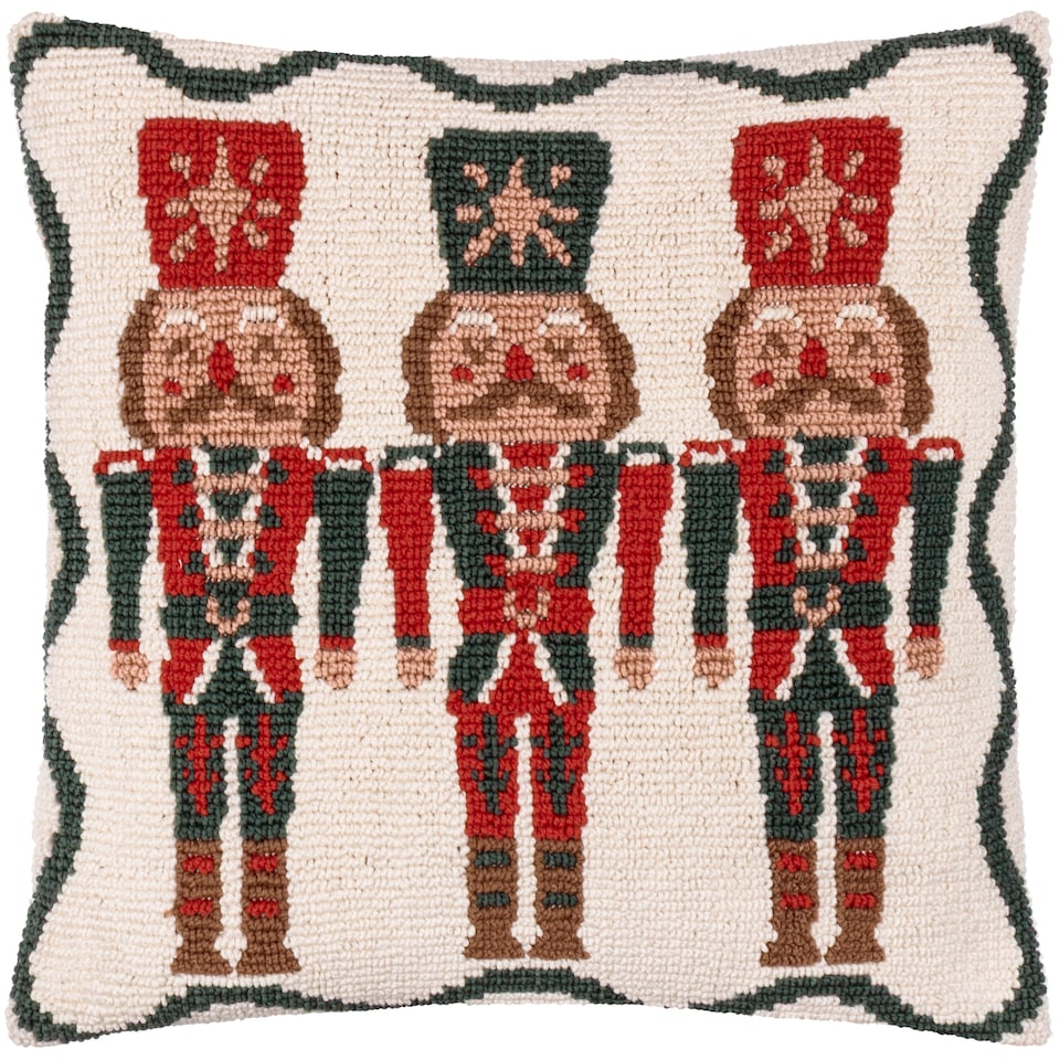 image 1 of Furn Nutcracker Trio Tufted Christmas Cushion