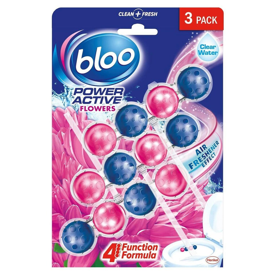 image 1 of Bloo Power Active Toilet Rim Block Fresh Flowers Anti-Limescale 3 x 50g, 10 packs | Multi | 10 Pack | 10