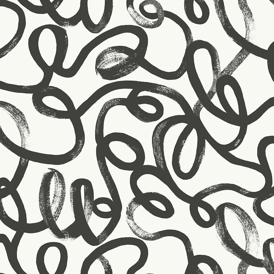 image 1 of Holden Décor Squiggle Wallpaper - Black/White - One Size Black