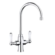 Traditional Dual Handle Kitchen Mixer Tap, Chrome | Silver | Chrome