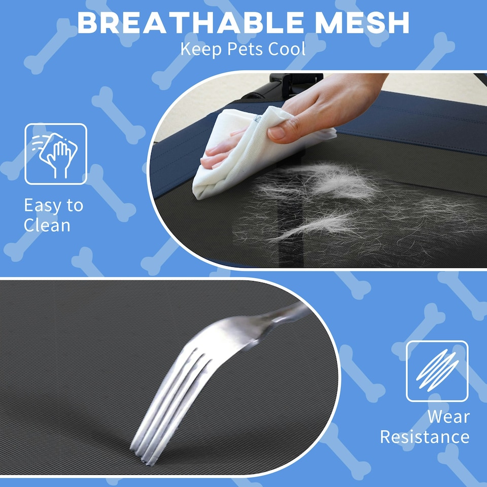 image 1 of PawHut Cooling Raised Dog Bed w/ Breathable Mesh, for S, M Dogs - Dark Blue