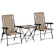 image 1 of Outsunny 3 Pieces Garden Bistro Set, Folding Table and Chairs Set, Metal Garden Furniture Set with Cup Holders for Outdoor, Patio, Balcony, Khaki | Brown