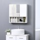 image 2 of kleankin Bathroom Mirror Cabinet Wall-Mounted Storage w  Double Door Adjustable Shelf - White