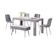 image 1 of Dining Table and 4 Chairs With Bench Grey 4 Grey Velvet Chairs Wood Table Dining Set Furniture