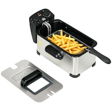 HOMCOM 3 Litre Deep Fat Fryer Stainless Steel with Adjustable Temperature, 60min Timer, Removable Oil Basket, Viewing Window and Safety Cut Out, 2000W