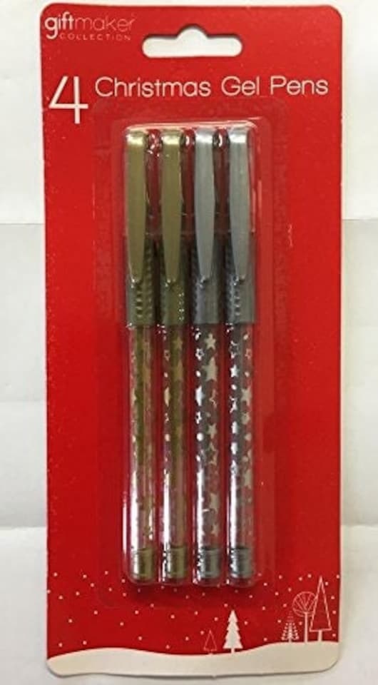 image 1 of Anker Pack Of 4 Christmas Gold & Silver Gel Pens - Includes 2 Gold & 2 Silver