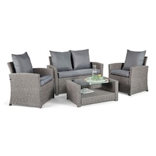 VonHaus 4 Seater Rattan Effect Garden Furniture Set