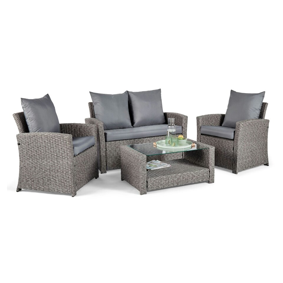 image 1 of VonHaus 4 Seater Rattan Effect Garden Furniture Set