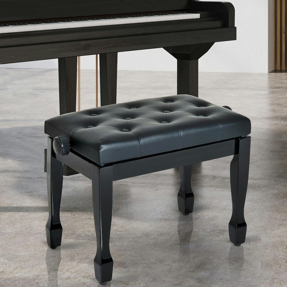 image 1 of HOMCOM Faux Leather Piano Stool Height Adjustable Seat Keyboard Bench Black