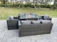 image 1 of Fimous Outdoor Rattan Garden Furniture Gas Fire Pit Table Sets Gas Heater Lounge Chairs Dark Grey 8 Seater