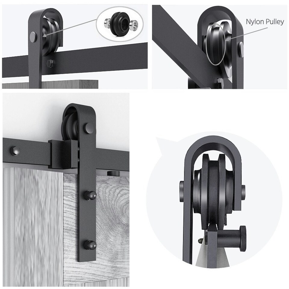 image 1 of Yaheetech Barn Door Sliding Hardware Black