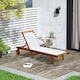image 2 of Outsunny Outdoor Acacia Wood Texteline Sun Lounger