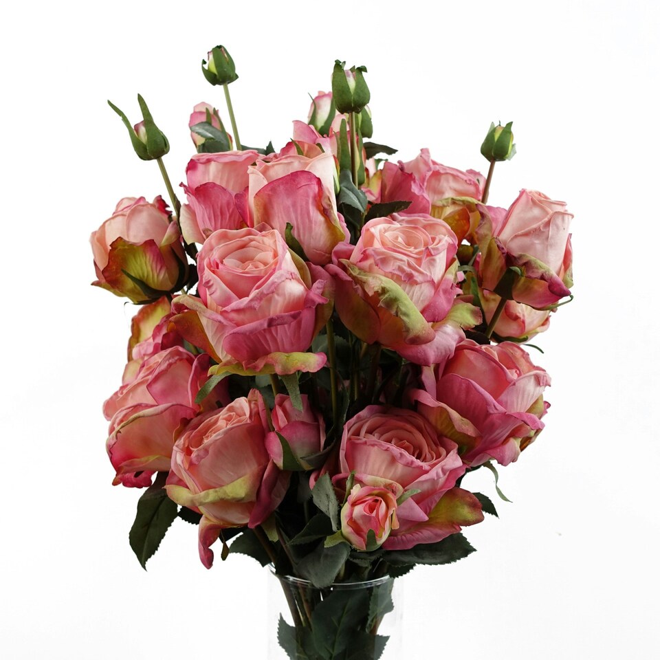 image 1 of 6 x 60cm Pink Rose Artificial Flower Sprays - 24 Flowers 18 Buds