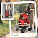 image 7 of PawHut Pet Stroller Foldable Travel Carriage w/ Brake Basket Canopy, Red
