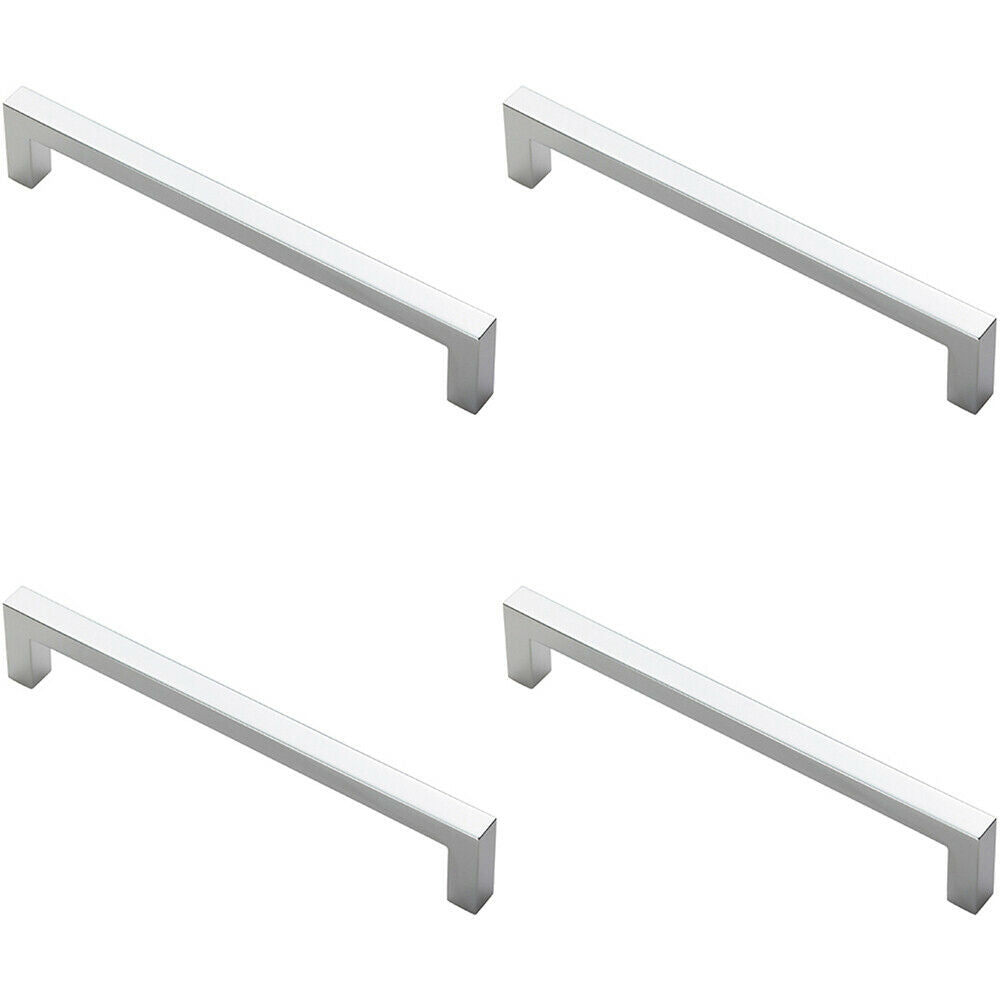 Loops 4x Square Block Pull Handle 170 x 10mm 160mm Fixing Centres Polished Chrome