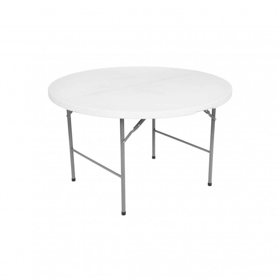 image 1 of Oypla 4ft 1.2m Round Folding Heavy Duty Outdoor Trestle Party Garden Table White